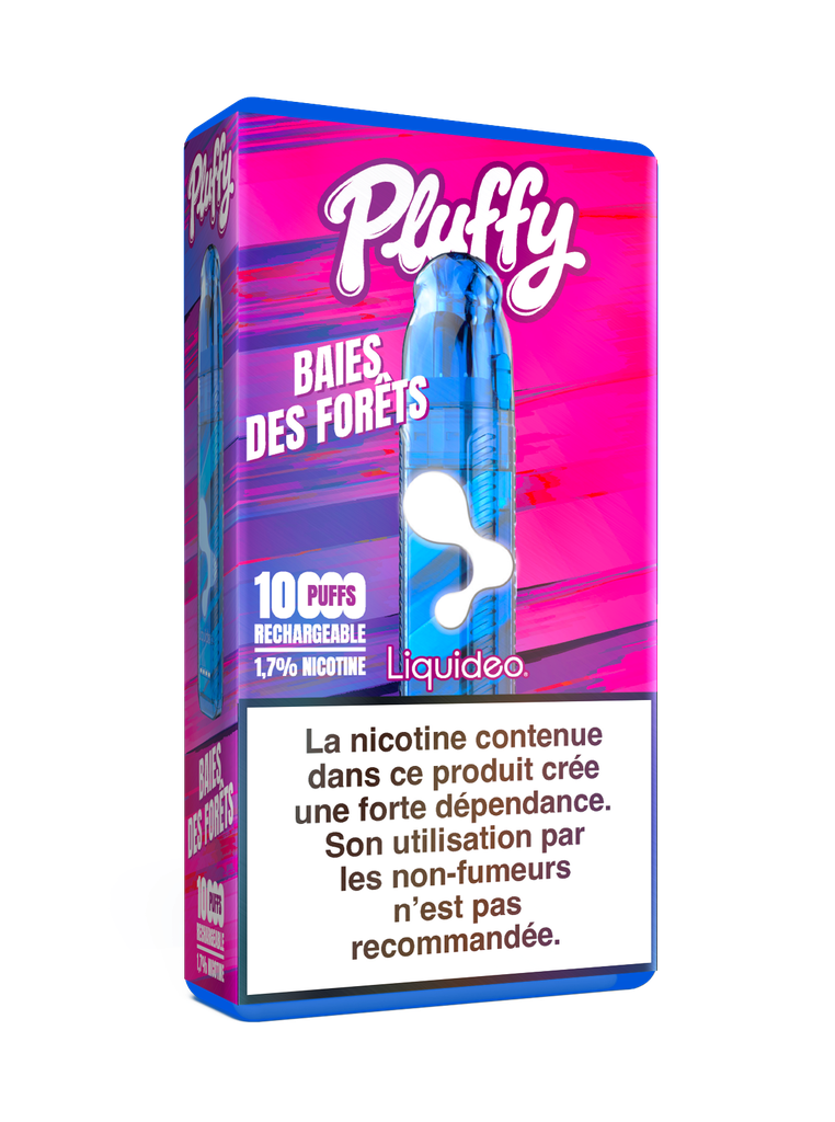 Pluffy - Baie des Forets - Starter (1 Batterie + 1 pod remplissable + 1 fiole 10ml) 1,7% nicotine x5