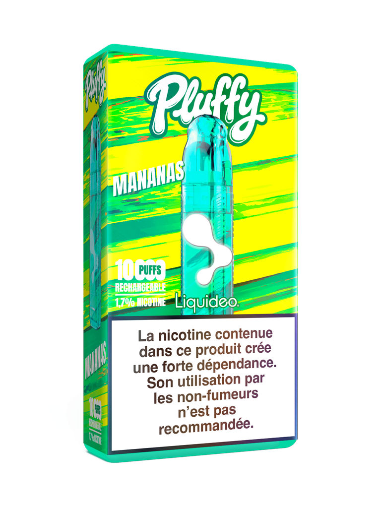 Pluffy - Mananas - Starter (1 Batterie + 1 pod remplissable + 1 fiole 10ml) 1,7% nicotine x5