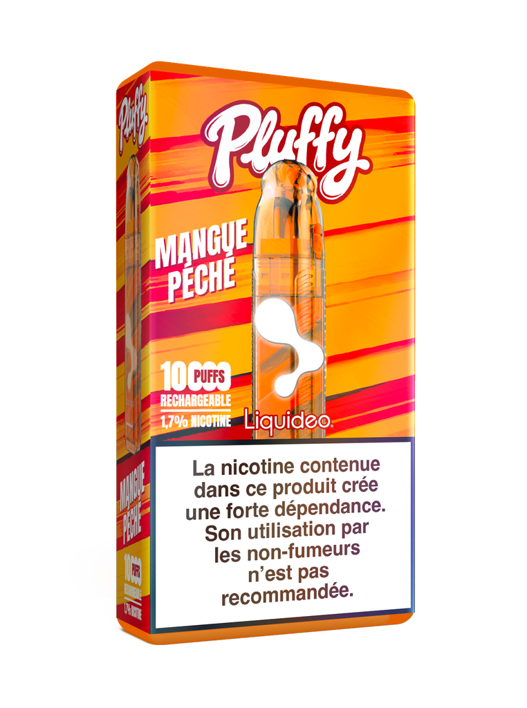 Pluffy - Mangue Péché - Starter (1 Batterie + 1 pod remplissable + 1 fiole 10ml) 1,7% nicotine x5