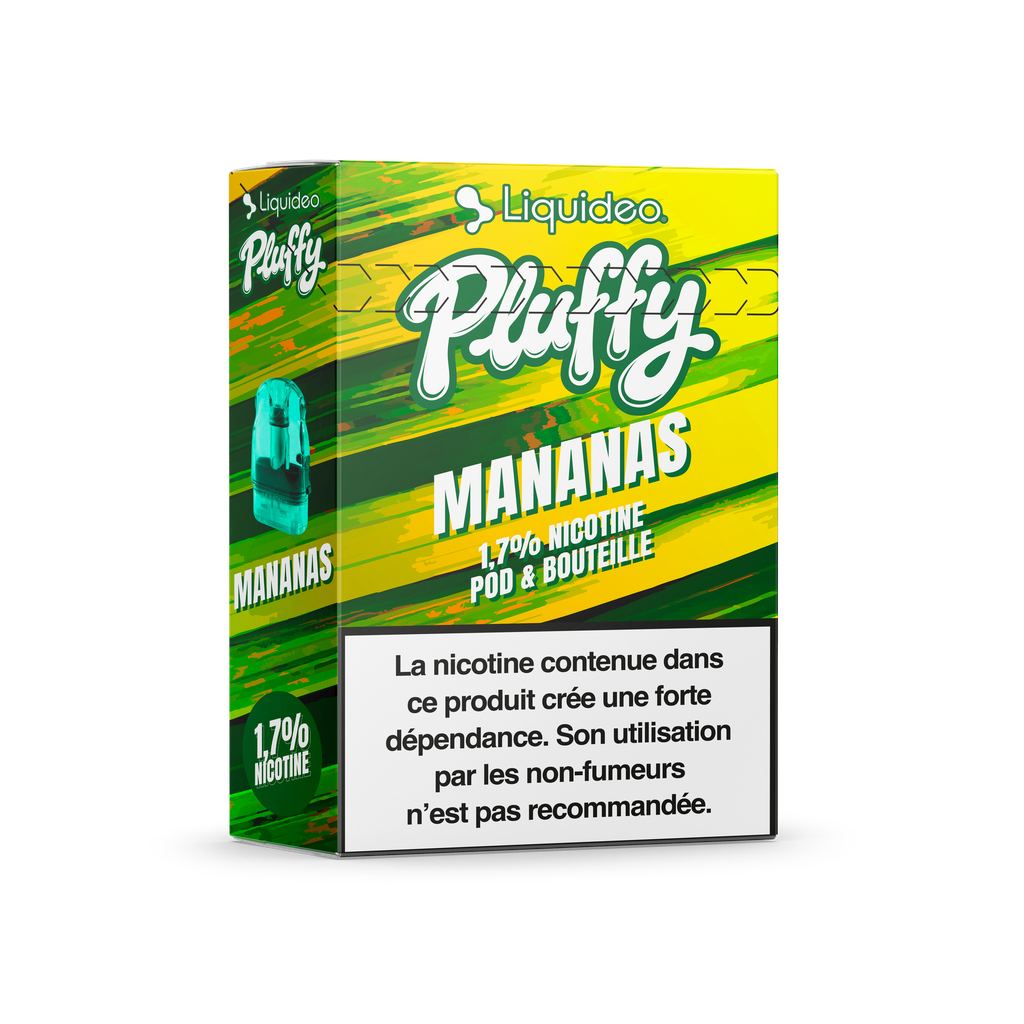 Pluffy - Mananas - 1 pod + 1 fiole 10ml 1,7% nicotine x10