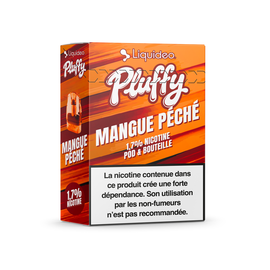 Pluffy - Mangue Péché - 1 pod + 1 fiole 10ml 1,7% nicotine x10