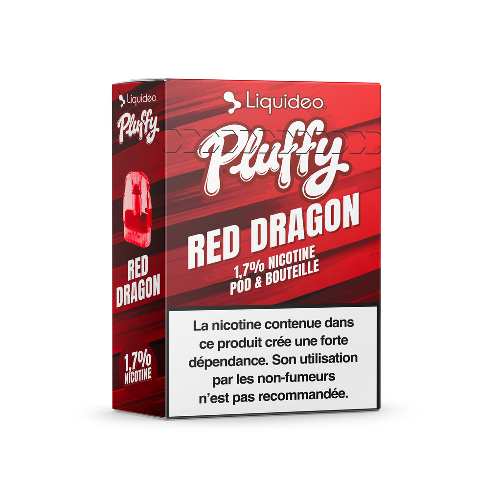 Pluffy - Red Dragon - 1 pod + 1 fiole 10ml 1,7% nicotine x10
