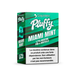 Pluffy - Miami Mint - 1 pod + 1 fiole 10ml 1,7% nicotine x10